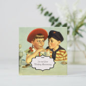 Junge Liebhaber Vintage Illustration Einladung (Stehend Vorderseite)