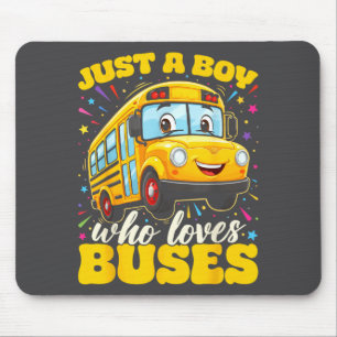 Junge liebt Busse Schulbus-Illustration Mousepad