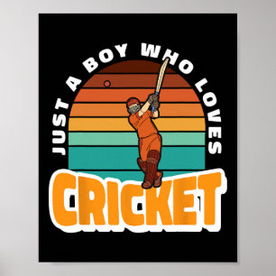 Junge liebt Cricket-Kostüm Tsman spielt Cricket Cr Poster