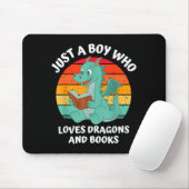 Junge liebt Drachen-Bücher Kinder Illustration Mousepad (Mit Mouse)