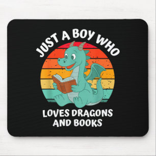 Junge liebt Drachen-Bücher Kinder Illustration Mousepad