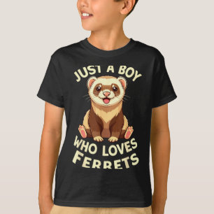 Junge liebt Frettchen Süße Tierillustration T-Shirt
