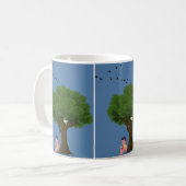 Junge liest unter Baum Friedliche Natur Lesend Kaffeetasse (Vorderseite Links)