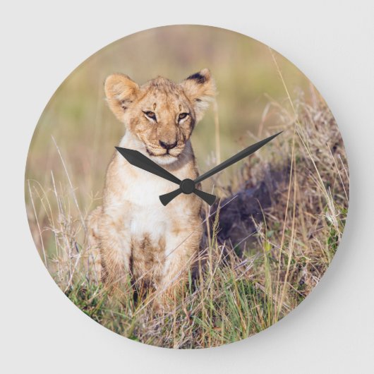 Junge Löwe Große Wanduhr (Vorderseite)