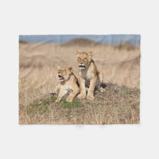 Junge Löwen Fleecedecke (Vorderseite (Horizontal))