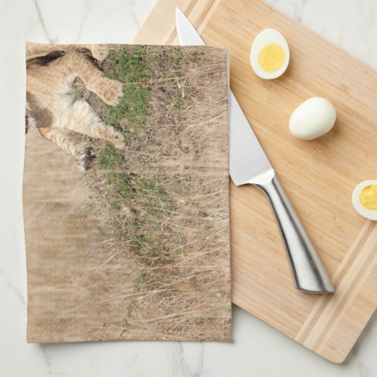 Junge Löwen Geschirrtuch (Viertel Falte)