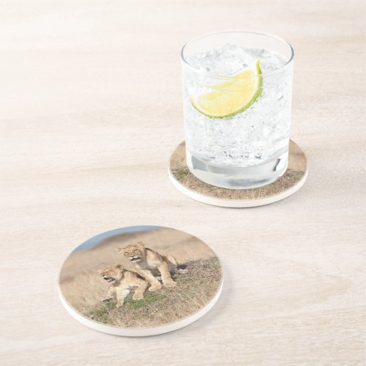 Junge Löwen Getränkeuntersetzer (Seite)