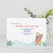 Junge macht Wintersport-Einladung Einladung (Stehend Vorderseite)