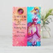 JUNGE MÄDCHEN 16 PARTY, rosa Glitzern Monogramm Einladung (Stehend Vorderseite)