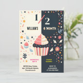 Junge Mädchen 6 Monate Halbjahr Party Halbjahr Geb Einladung (Stehend Vorderseite)