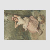 Junge Mädchen am Fuß eines Baumes Seidenpapier (Vorderseite)