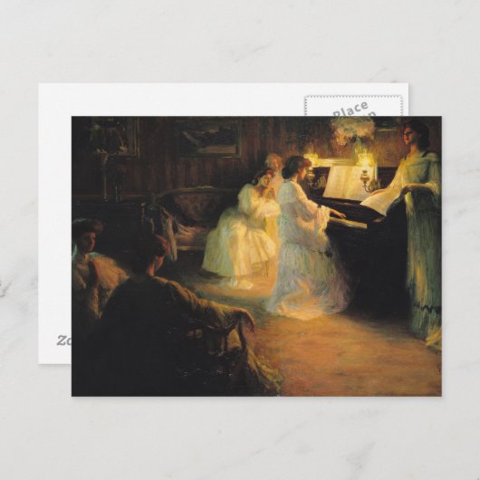 Junge Mädchen am Klavier, 1906 Postkarte (Vorne/Hinten)