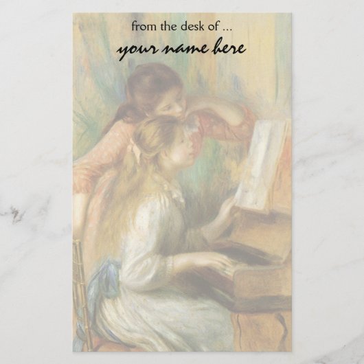 Junge Mädchen am Klavier durch Pierre Renoir Briefpapier (Vorderseite)