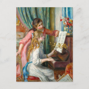 Junge Mädchen am Klavier Impressionismus Renoir Postkarte