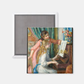 Junge Mädchen am Klavier von Pierre-Auguste Renoir Magnet (Vorderseite/Rückseite)