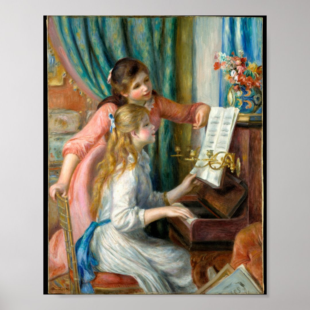 Junge Mädchen Am Klavier Von Pierre Auguste Renoir Poster Zazzlede 