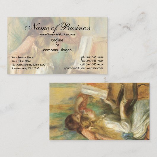 Junge Mädchen am Klavier von Pierre Auguste Renoir Visitenkarte (Vorne/Hinten)