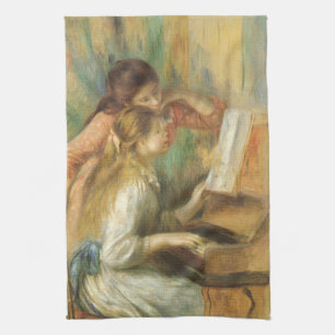 Junge Mädchen am Klavier von Pierre Renoir Handtuch