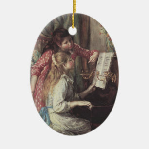 Junge Mädchen am Klavier von Pierre Renoir Keramik Ornament