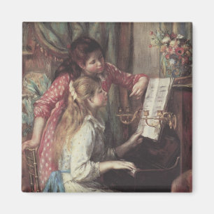 Junge Mädchen am Klavier von Pierre Renoir Magnet
