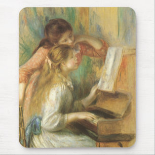 Junge Mädchen am Klavier von Pierre Renoir Mousepad