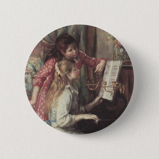 Junge Mädchen am Piano von Pierre Renoir Button (Vorderseite)