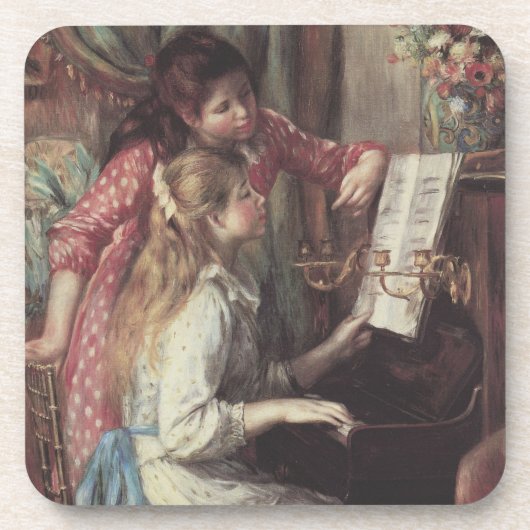 Junge Mädchen am Piano von Pierre Renoir Getränkeuntersetzer (Vorderseite)