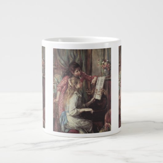 Junge Mädchen am Piano von Pierre Renoir Jumbo-Tasse (Vorderseite)