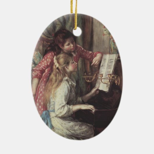Junge Mädchen am Piano von Pierre Renoir Keramik Ornament (Hinten)
