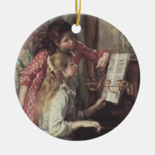 Junge Mädchen am Piano von Pierre Renoir Keramik Ornament