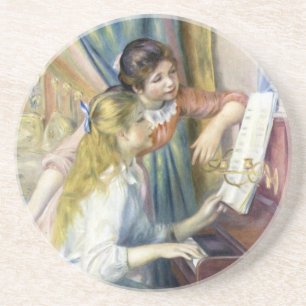 Junge Mädchen am Piano von Pierre Renoir Sandstein Untersetzer