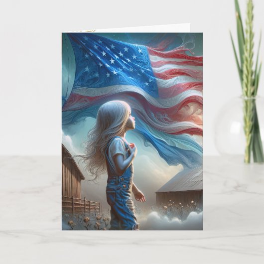 Junge Mädchen auf Baumwollfeldern mit Flagge Karte (Vorderseite)