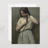 Junge Mädchen auf der Toilette Postkarte (Vorne/Hinten)