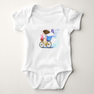 Junge Mädchen auf einem Bike Baby Bodysuit Strampler