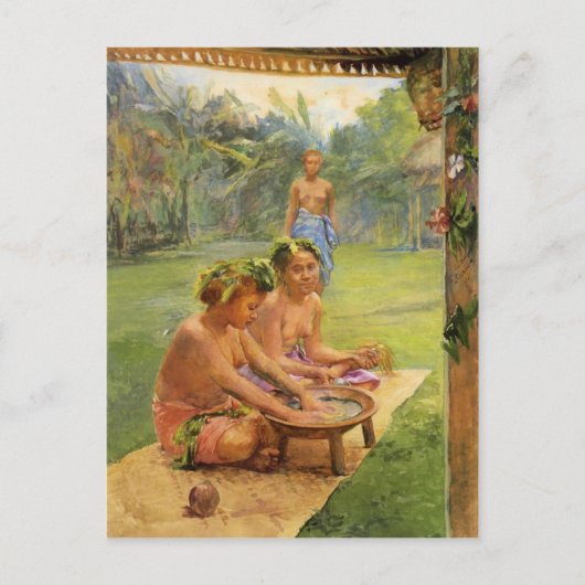 Junge Mädchen bereiten Kava - Postkarte (Vorderseite)