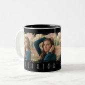 Junge Mädchen Collage-Typografie Zweifarbige Tasse (Vorderseite Links)