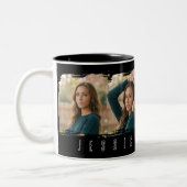 Junge Mädchen Collage-Typografie Zweifarbige Tasse (Links)