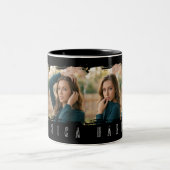 Junge Mädchen Collage-Typografie Zweifarbige Tasse (Mittel)