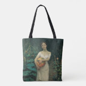 Junge Mädchen, die einen Pumpkin tragen Tasche (Rückseite)