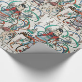 JUNGE MÄDCHEN, FARBBONNE WIRBEL, KUPID Geburtstag Geschenkpapier (Ecke)