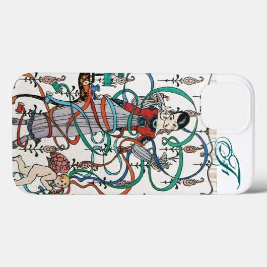 JUNGE MÄDCHEN,FARBBONNE WIRBEL,KUPID Monogramm Case-Mate iPhone Hülle (Rückseite (Horizontal))