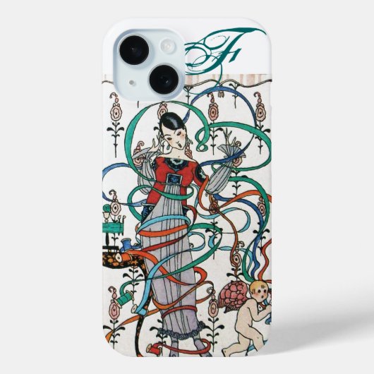 JUNGE MÄDCHEN,FARBBONNE WIRBEL,KUPID Monogramm Case-Mate iPhone Hülle (Rückseite)