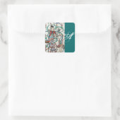 JUNGE MÄDCHEN, FARBBONNE WIRBEL, KUPID MONOGRAMM QUADRATISCHER AUFKLEBER (Tasche)