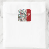 JUNGE MÄDCHEN, FARBBONNE WIRBEL, KUPID MONOGRAMM QUADRATISCHER AUFKLEBER (Tasche)