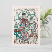 JUNGE MÄDCHEN, FARBBONNEN BRAUTPARTY MONOGRAMM EINLADUNG (Stehend Vorderseite)