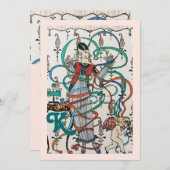 JUNGE MÄDCHEN, FARBBONNEN BRAUTPARTY MONOGRAMM EINLADUNG (Vorne/Hinten)