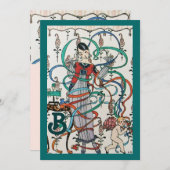 JUNGE MÄDCHEN, FARBBONNEN BRAUTPARTY MONOGRAMM EINLADUNG (Vorne/Hinten)