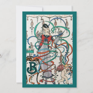 JUNGE MÄDCHEN, FARBBONNEN BRAUTPARTY MONOGRAMM EINLADUNG