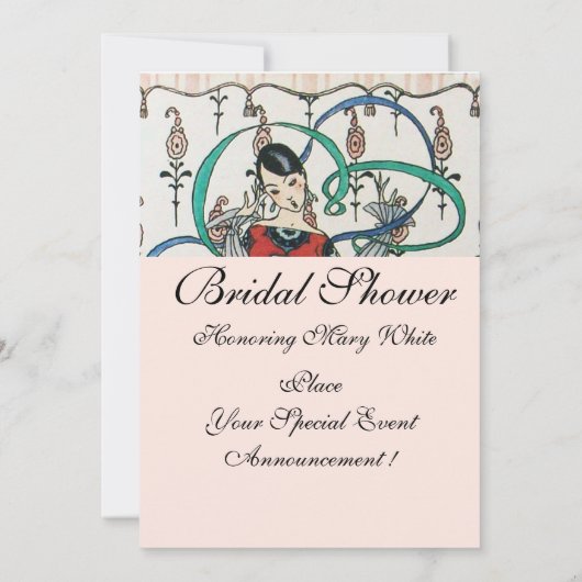 JUNGE MÄDCHEN, FARBBONNEN BRAUTPARTY MONOGRAMM EINLADUNG (Rückseite)