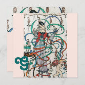 JUNGE MÄDCHEN, FARBBONNEN BRAUTPARTY MONOGRAMM EINLADUNG (Vorne/Hinten)